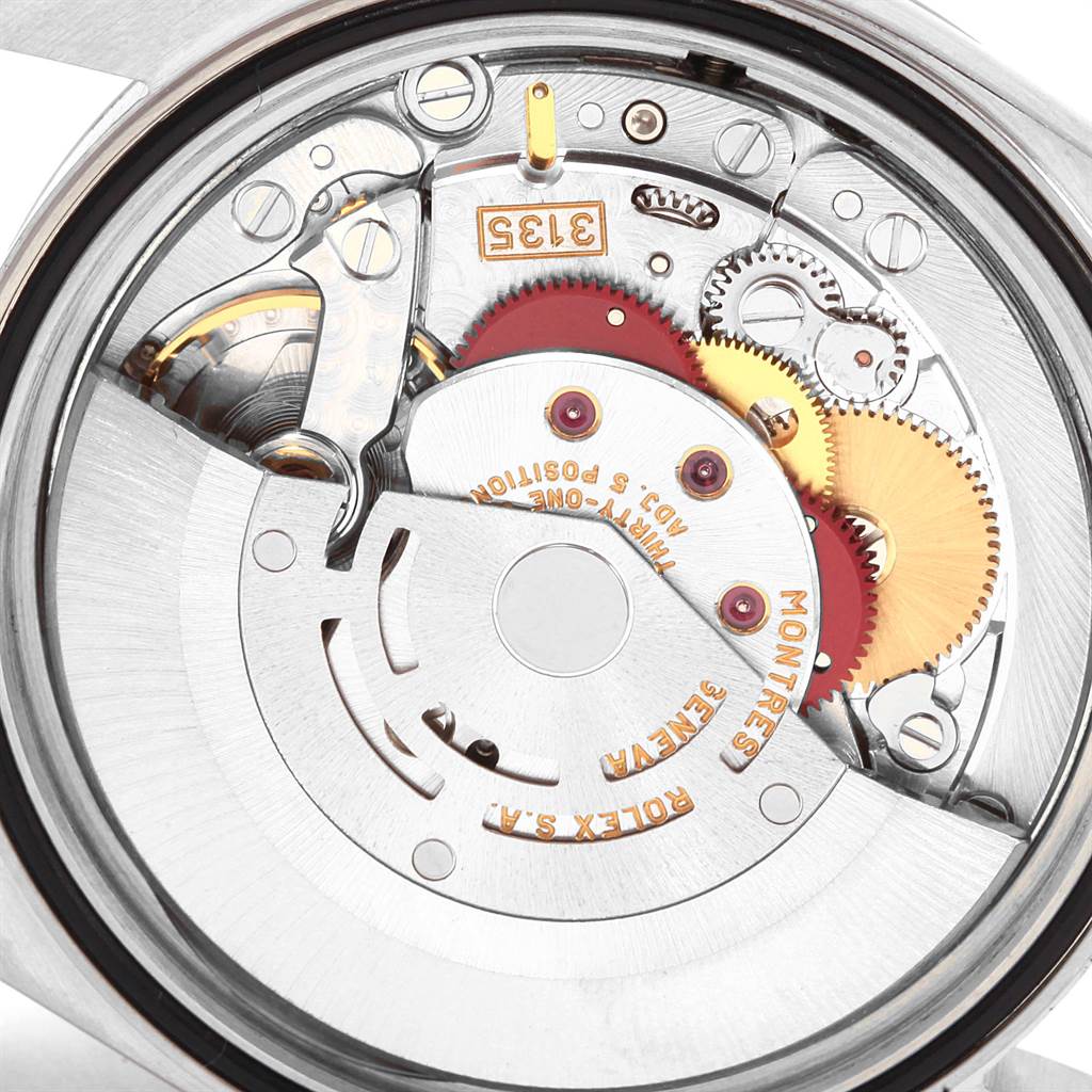 The image shows the internal movement mechanism of the Rolex Datejust 16234 Men's Stainless Steel Silver Dial 16234 Men's Stainless Steel Silver Dial watch, viewed from the back.