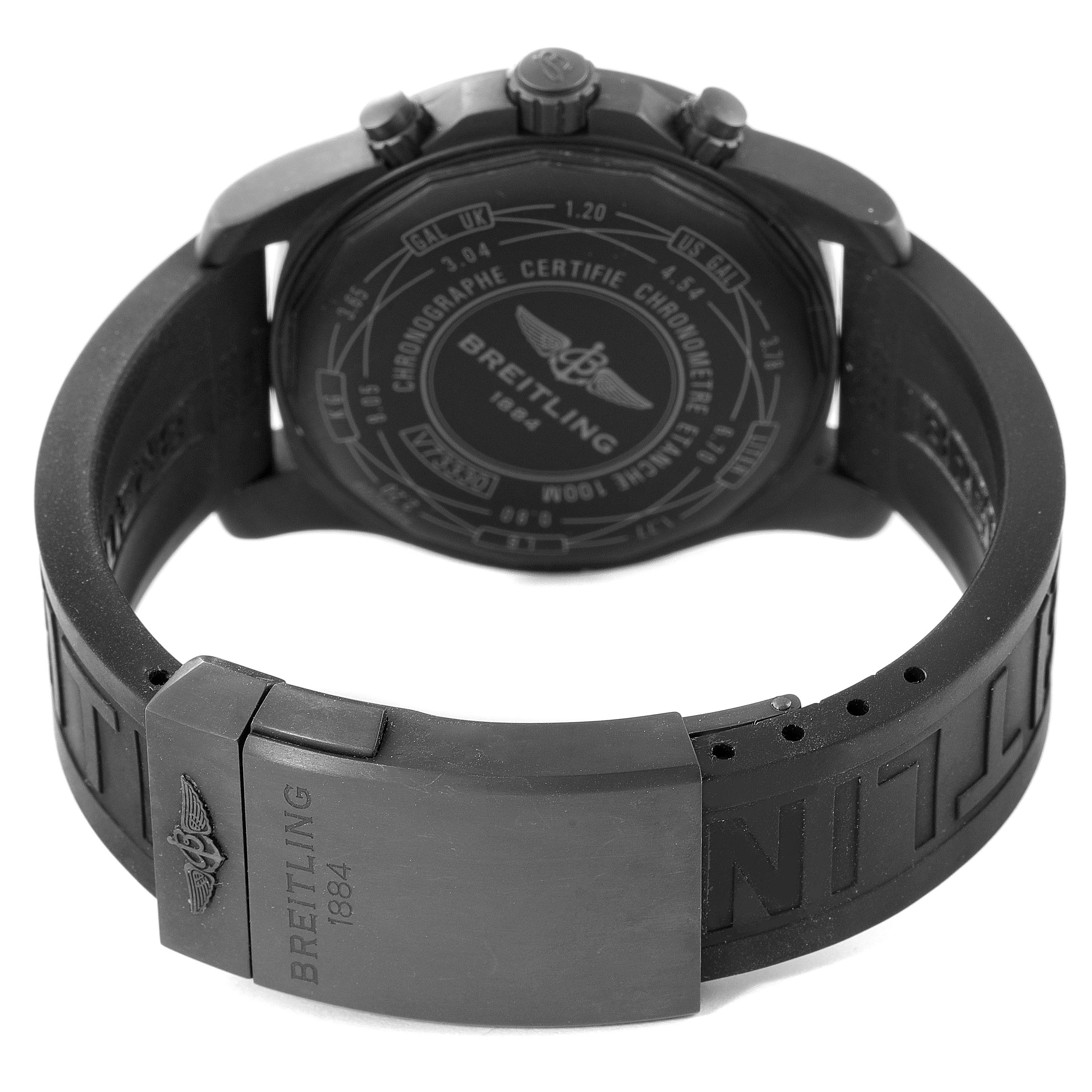 The image shows the back case and strap of a Professional Series Breitling watch.