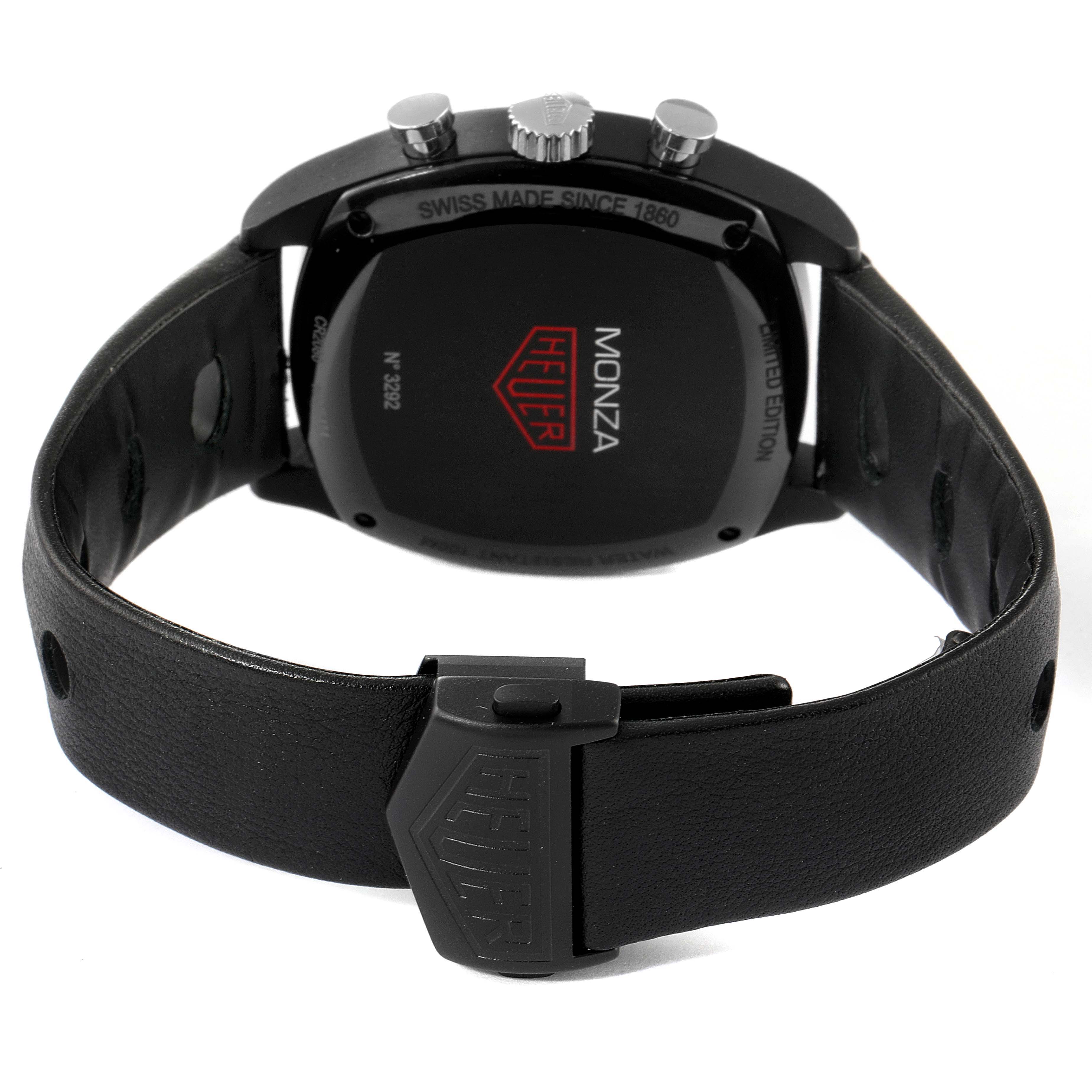 This image shows the back case and clasp of the Tag Heuer Monza watch from a rear angle.