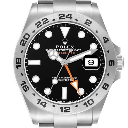 The Rolex Explorer M226570-0002 Men's Stainless Steel Black Dial M226570-0002 Men's Stainless Steel Black Dial watch is shown from a front view, displaying the bezel, dial, hands, and date window.