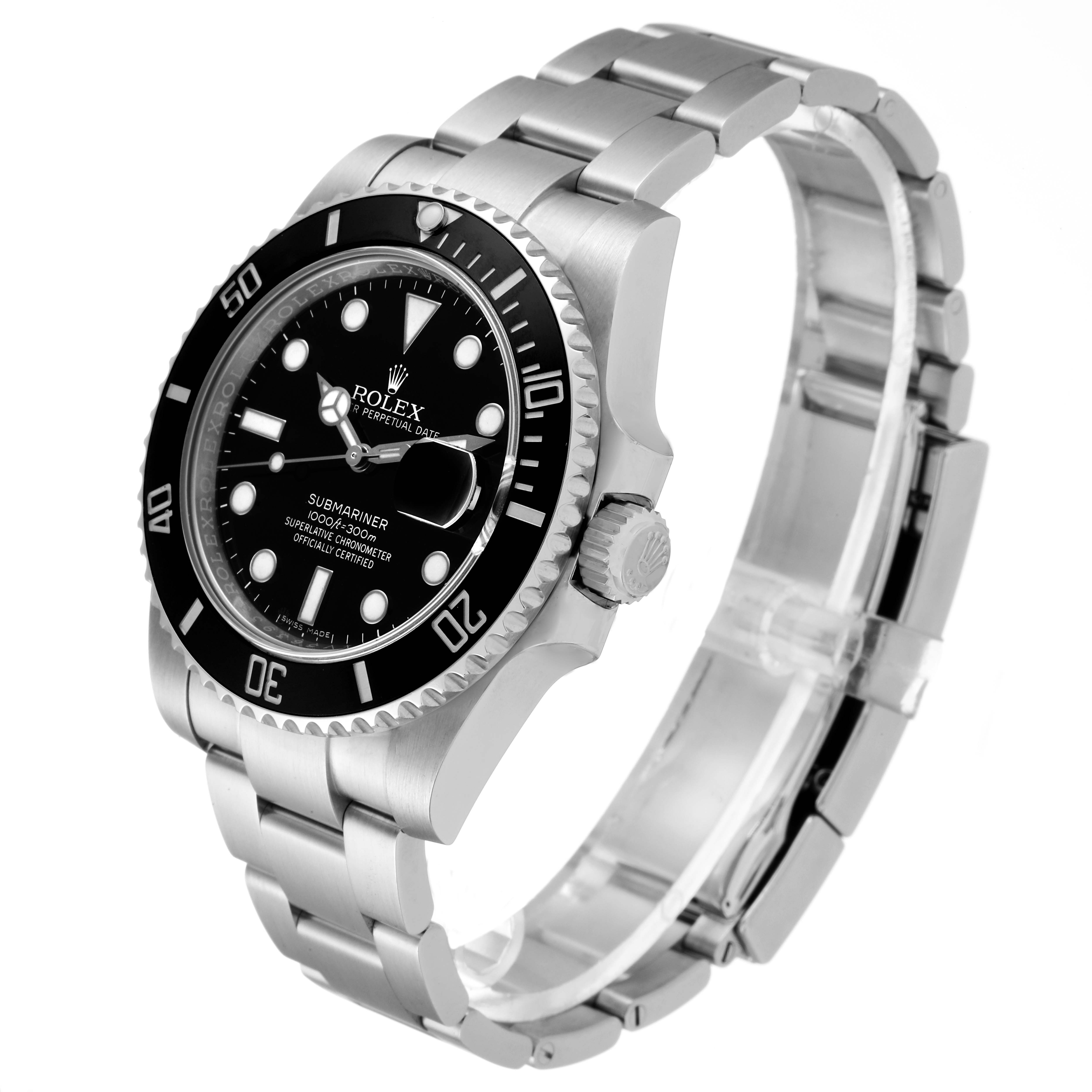 The image shows a Rolex Submariner 116610LN Men's Stainless Steel Black Dial 116610LN Men's Stainless Steel Black Dial watch at a three-quarter angle, displaying the face, bezel, crown, and bracelet.