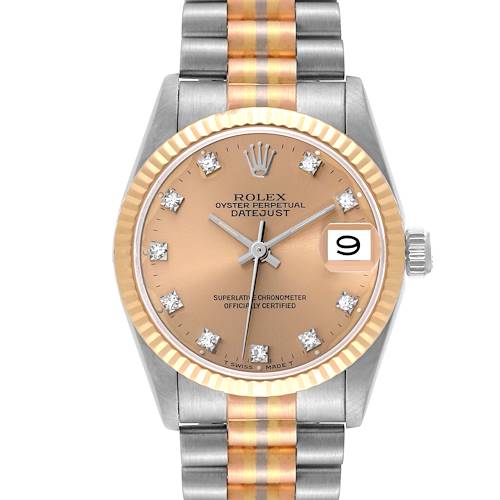The Rolex President 68279 Women's White Gold Champagne Dial 68279 Women's White Gold Champagne Dial model watch is shown from a front angle, displaying the dial, bezel, crown, and part of the bracelet.