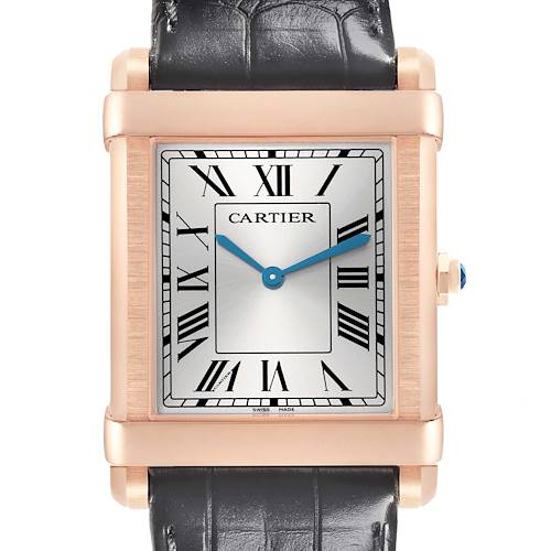 Photo of Cartier Tank Chinoise Rose Gold Gray Dial Mens Watch WGTA0075 Box Card