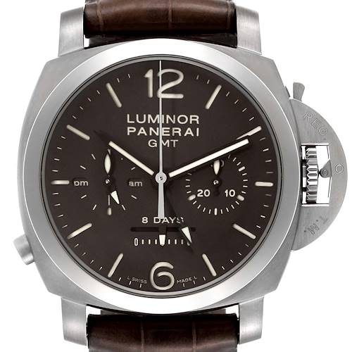 Photo of Panerai Luminor Chrono Monopulsante 8 Day GMT Titanium Watch PAM00311 Box Papers