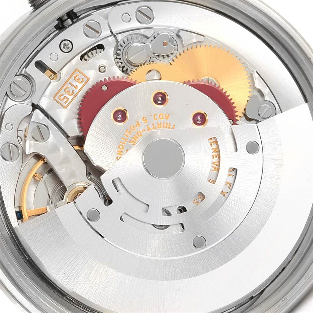 This image shows a close-up view of the intricate movement mechanism of a Rolex Date 15200 Men's Stainless Steel Silver Dial 15200 Men's Stainless Steel Silver Dial model watch.
