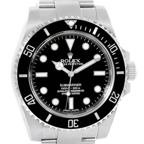 This image shows a frontal view of a Rolex Submariner watch, not the Explorer model.