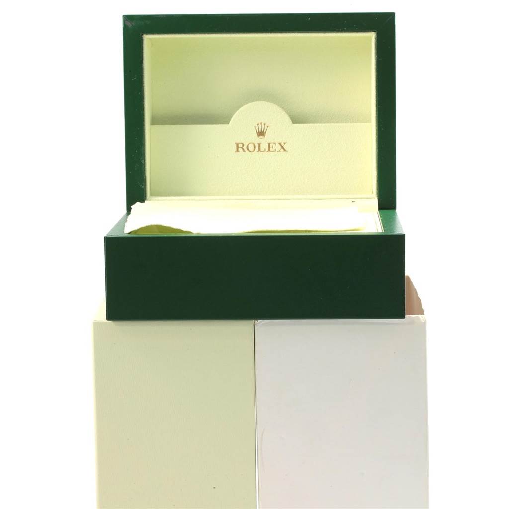 The image shows an open box for the Rolex GMT-Master 16710 Men's Stainless Steel Black Dial 16710 Men's Stainless Steel Black Dial watch, featuring the brand logo on the inside cover.