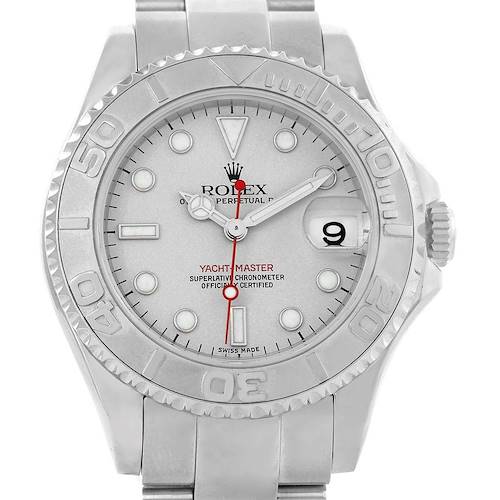 The image shows a Rolex Yacht-Master 168622 Stainless Steel Silver Dial 168622 Stainless Steel Silver Dial watch from a frontal angle, highlighting the dial, bezel, and bracelet.