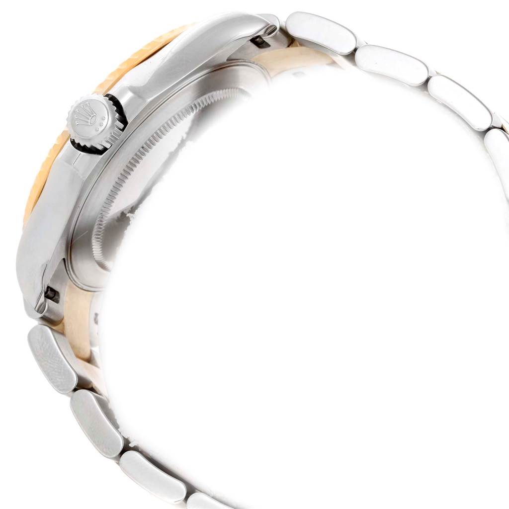 The image shows a side view of the Rolex Yacht-Master 16623 Men's Stainless Steel White Dial 16623 Men's Stainless Steel White Dial watch, highlighting the crown and part of the band.