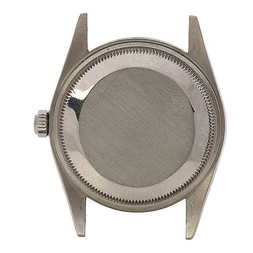 The image shows the back case of the Rolex Air-King 14000 Men's Stainless Steel Silver Dial 14000 Men's Stainless Steel Silver Dial watch viewed from the rear.