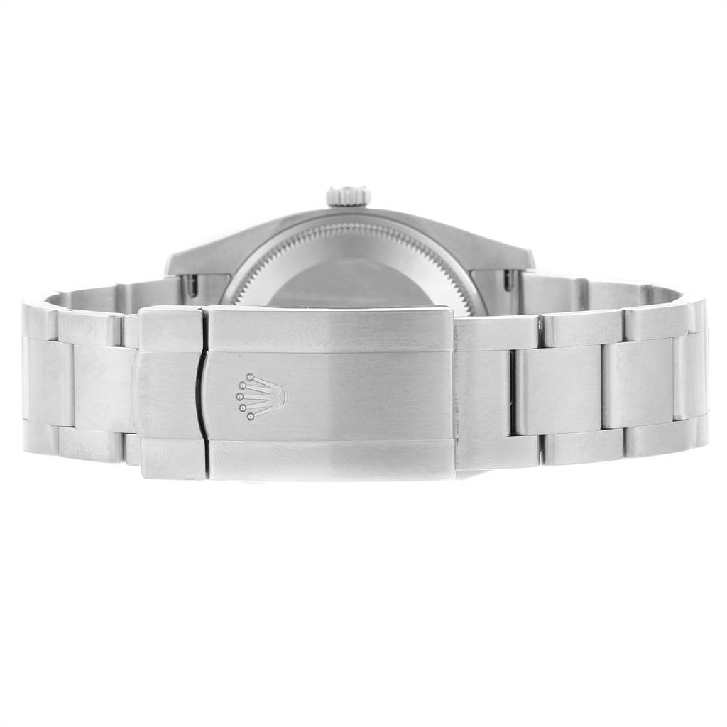 This image shows the back, bracelet, and clasp of a Rolex Air-King 114234 Men's Stainless Steel Silver Dial 114234 Men's Stainless Steel Silver Dial watch.