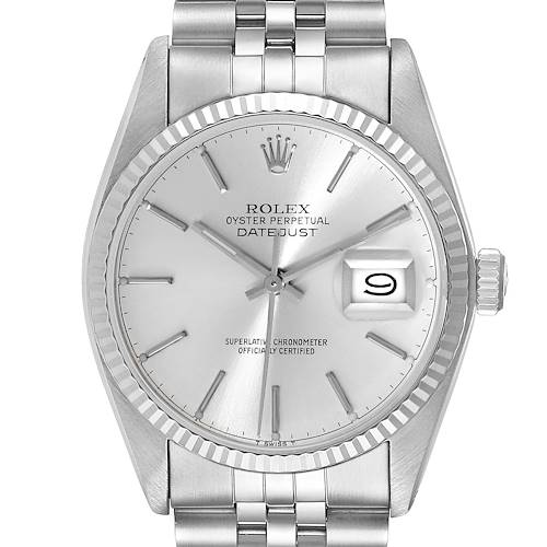 The Rolex Vintage Collection 16014 Men's Stainless Steel Silver Dial 16014 Men's Stainless Steel Silver Dial watch model is shown from a front angle, displaying the dial, watch hands, date window, crown, and bracelet.