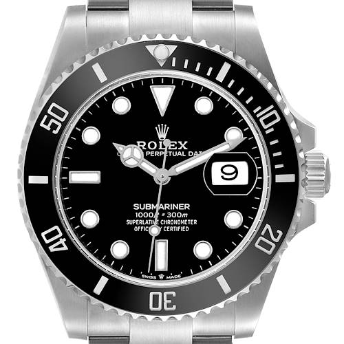 The Rolex Submariner 126610LN Men's Stainless Steel Black Dial 126610LN Men's Stainless Steel Black Dial watch is shown from a front angle, displaying the dial, bezel, crown, and part of the bracelet.