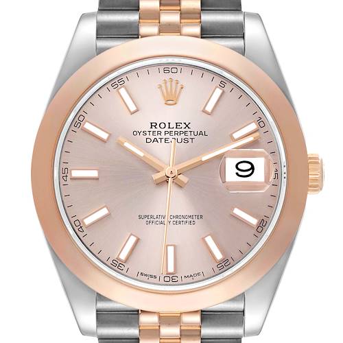 Photo of Rolex Datejust 41 Steel Rose Gold Sundust Dial Mens Watch 126301 Box Card