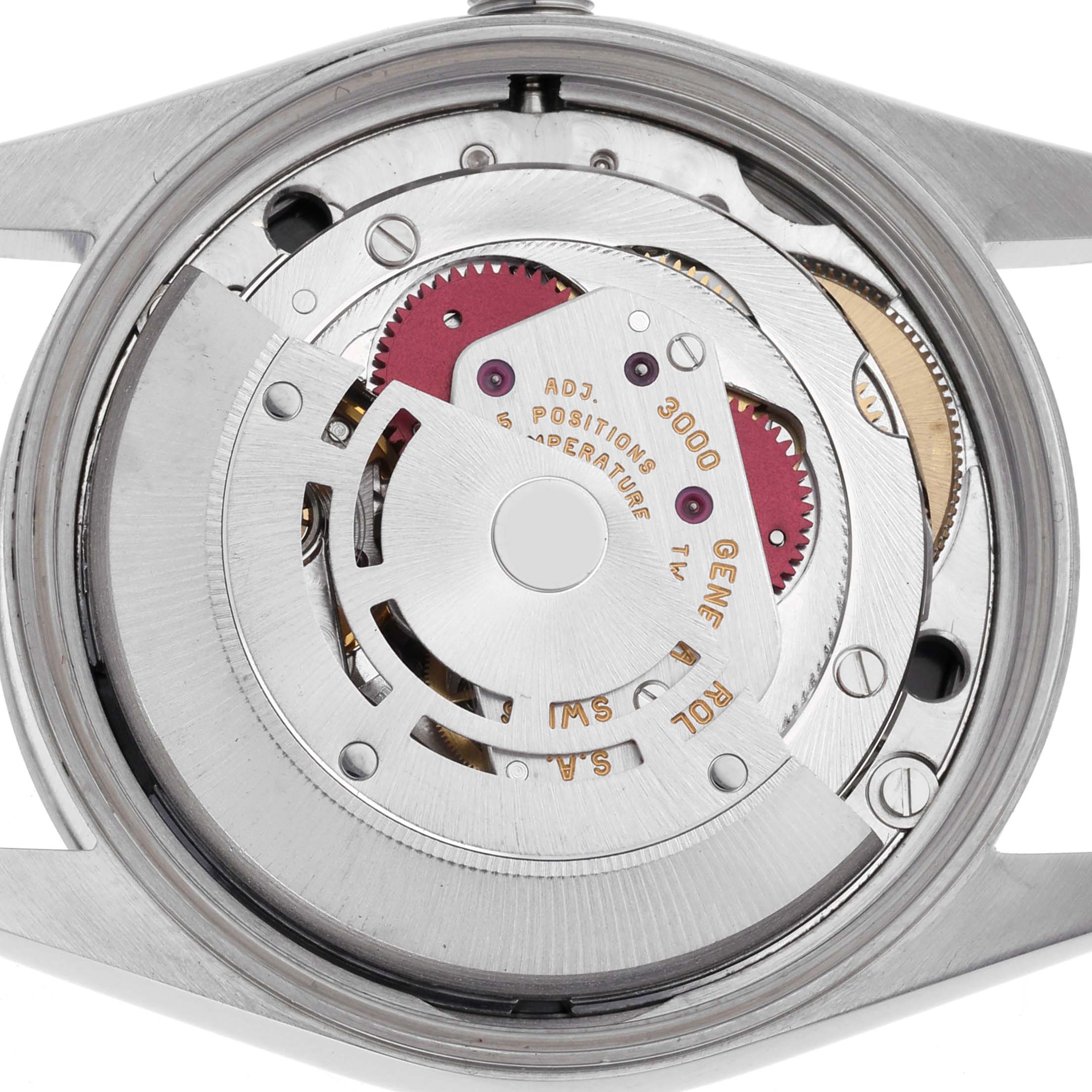 The image shows the internal movement mechanism of a Rolex Air-King 14000 Men's Stainless Steel Black Dial 14000 Men's Stainless Steel Black Dial watch from the back.