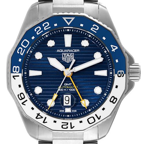 The image shows a front view of a Tag Heuer Aquaracer WBP2010.BA0632 Men's Stainless Steel Blue Dial WBP2010.BA0632 Men's Stainless Steel Blue Dial watch, highlighting the dial, bezel, crown, and part of the bracelet.