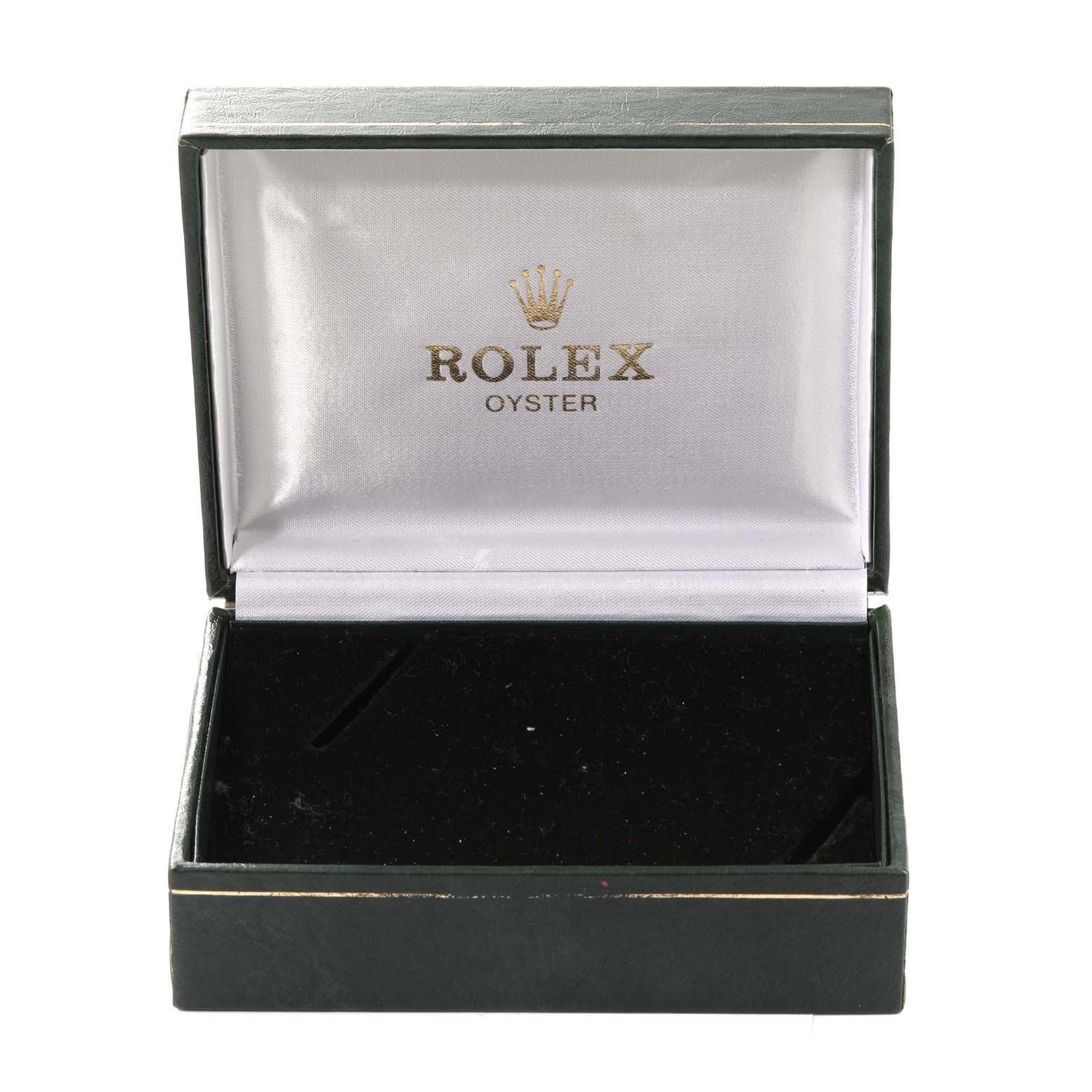 The image shows an empty Rolex Oysterquartz 17013 Men's Steel and Gold (two tone) Champagne Dial 17013 Men's Steel and Gold (two tone) Champagne Dial watch box, open, with the brand's logo visible on the inside.