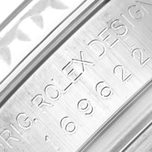 The image shows a close-up of the inner bezel with engraved details on the Rolex Yacht-Master 169622 Women's Stainless Steel Silver Dial 169622 Women's Stainless Steel Silver Dial watch.