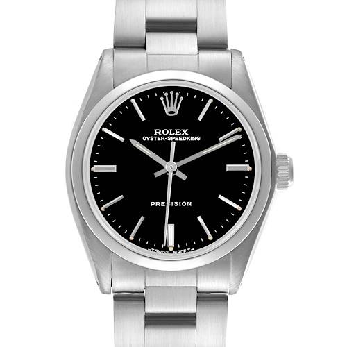 The Rolex Vintage Collection 6430 Men's Stainless Steel Black Dial 6430 Men's Stainless Steel Black Dial watch is shown from the front, displaying the face, bezel, bracelet, and crown.