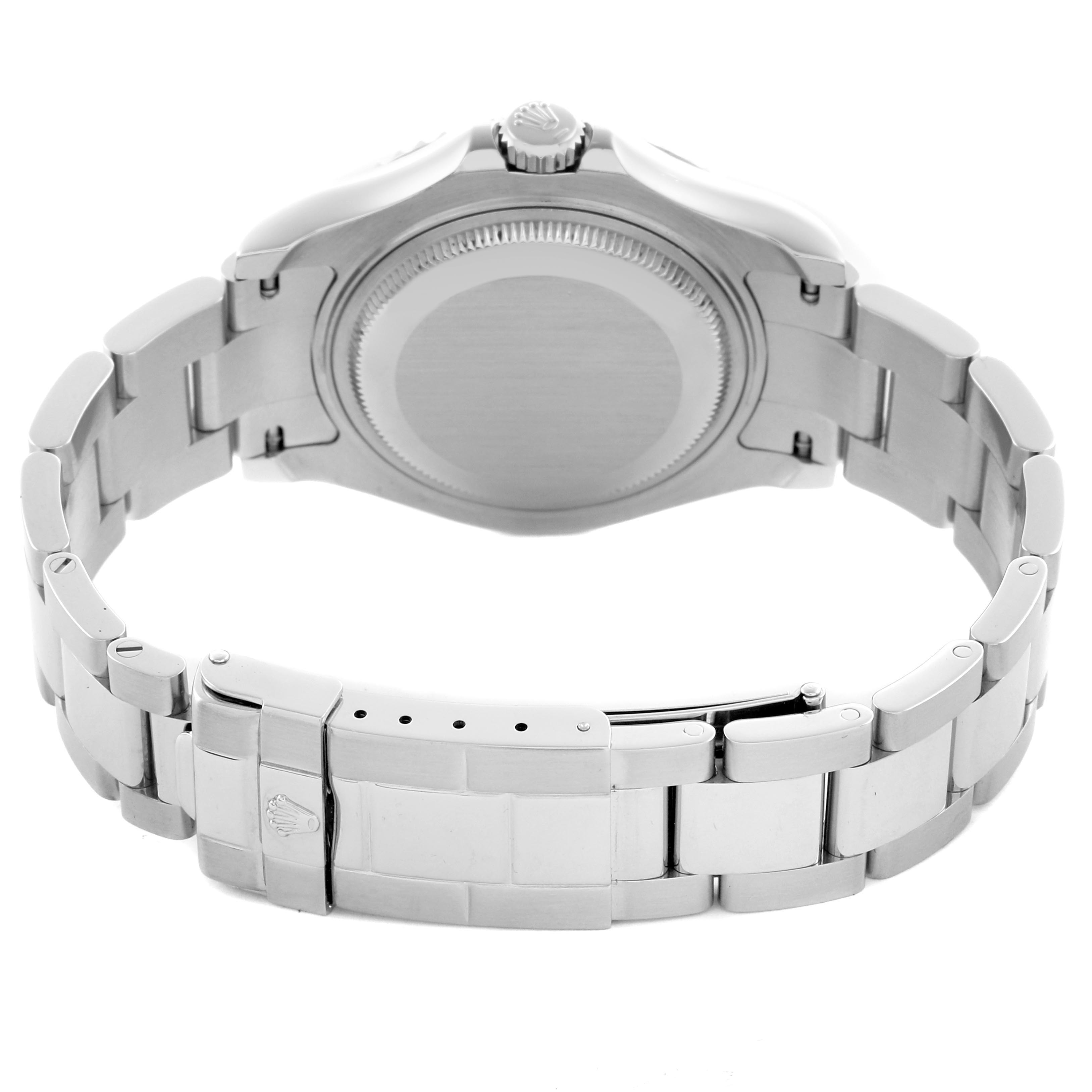The image shows the back view of a Rolex Yacht-Master 168622 Men's Stainless Steel Silver Dial 168622 Men's Stainless Steel Silver Dial watch, highlighting the case back and metal bracelet clasp.