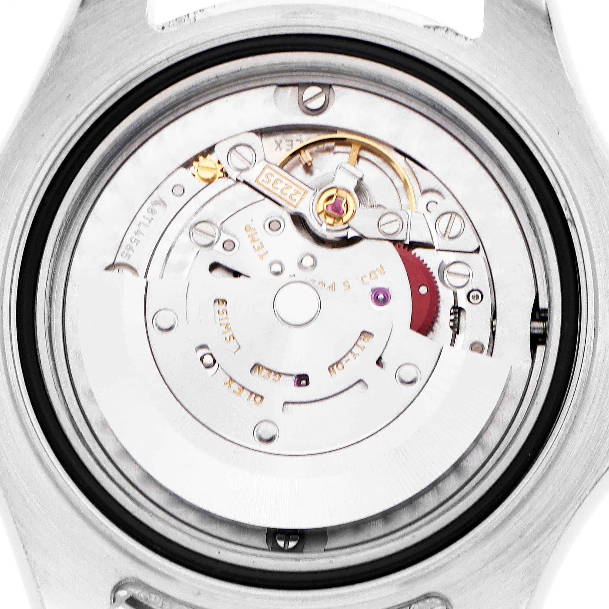 The image shows the movement mechanism of a Rolex Yacht-Master 168622 Men's Stainless Steel Silver Dial 168622 Men's Stainless Steel Silver Dial watch from the back.