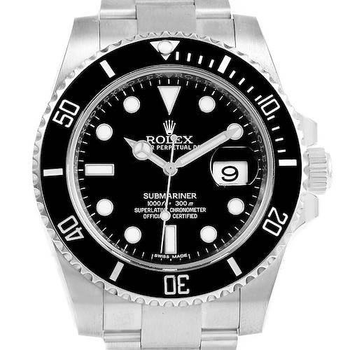 The image shows a Rolex Submariner 116610 Men's Stainless Steel Black Dial 116610 Men's Stainless Steel Black Dial watch from a front-facing angle, displaying the dial, bezel, and part of the bracelet.