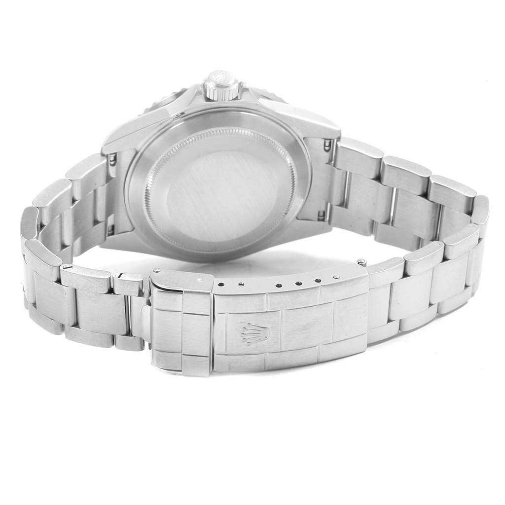 The image shows the back case and metal bracelet of a Rolex Submariner 16610 Men's Stainless Steel Black Dial 16610 Men's Stainless Steel Black Dial watch from a rear angle.