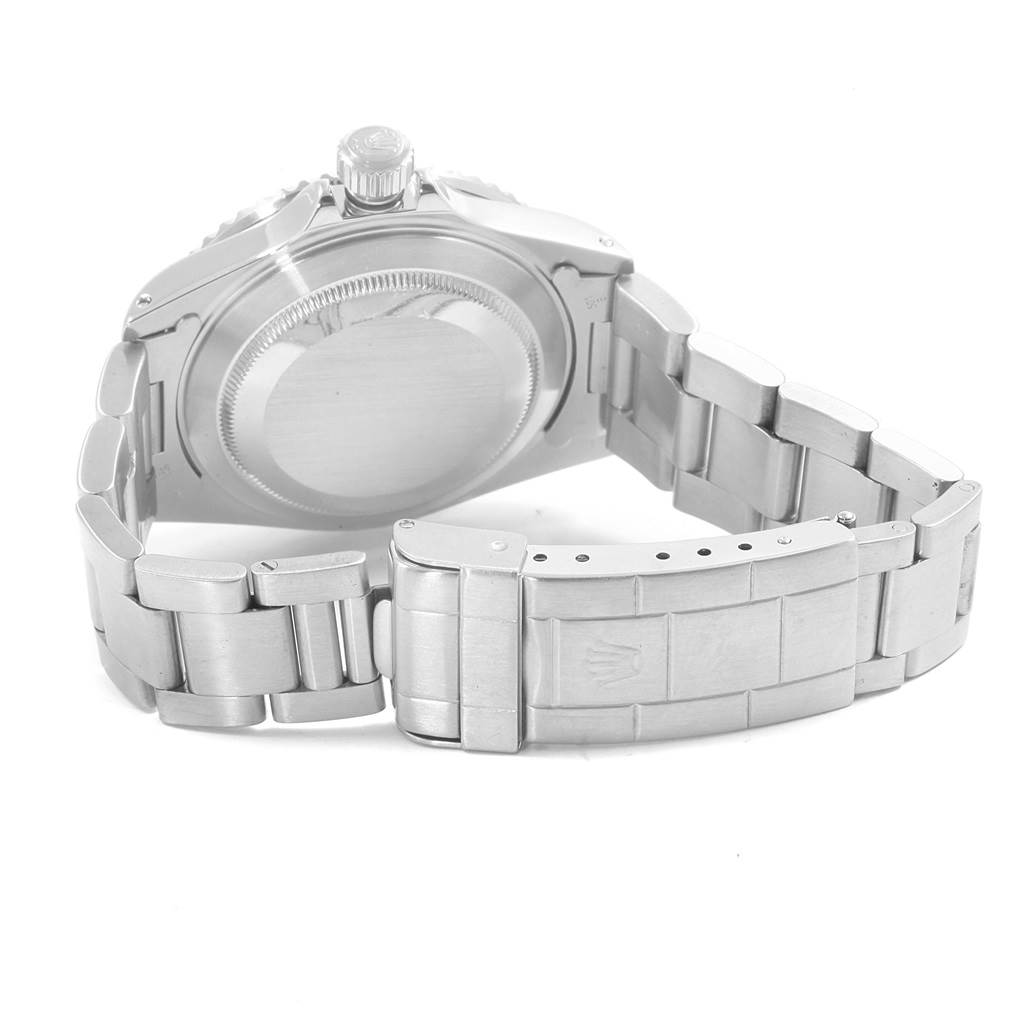 The image shows the back case, bracelet, and clasp of a Rolex Submariner 16610 Men's Stainless Steel Black Dial 16610 Men's Stainless Steel Black Dial watch from a rear angle.