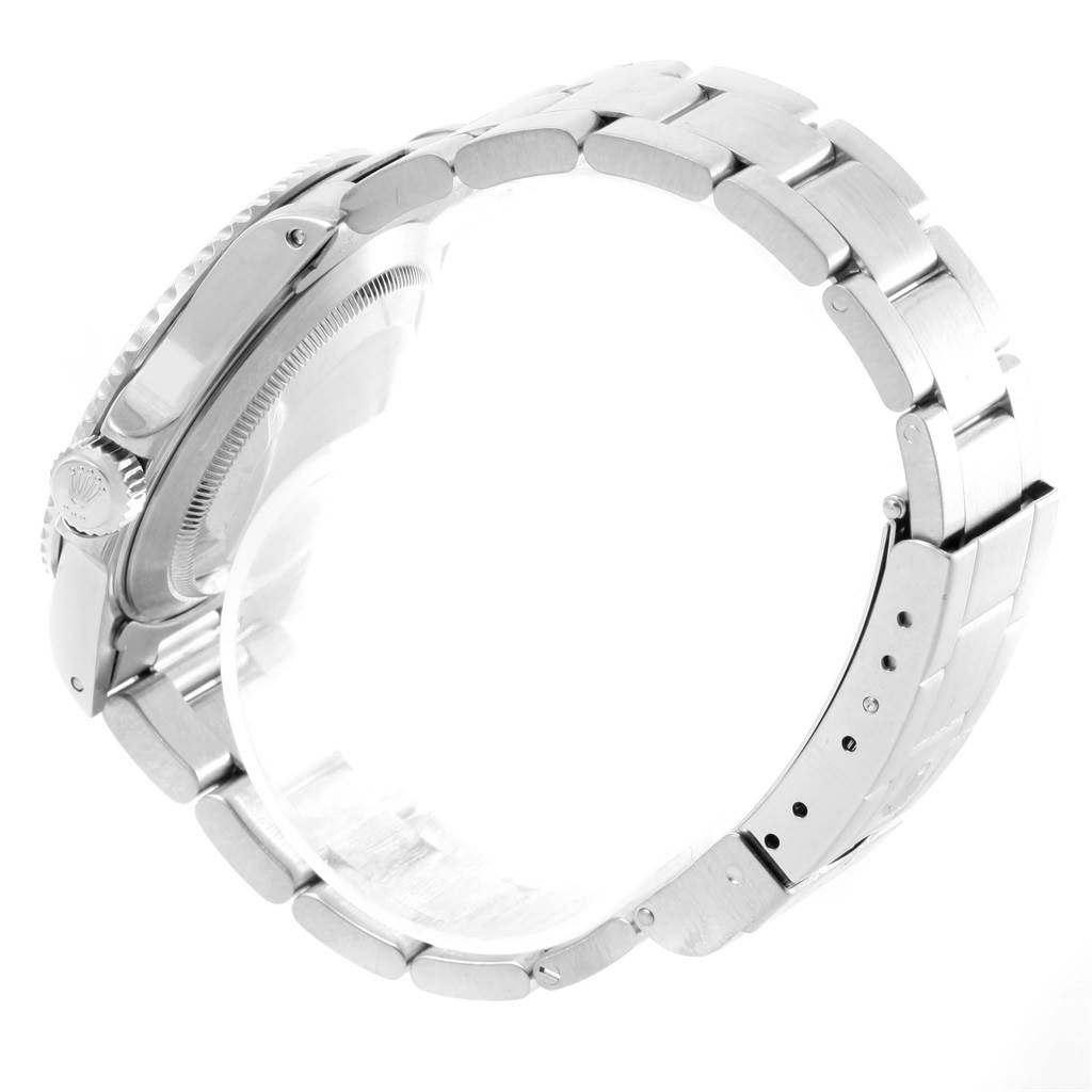 The image shows a side view of a Rolex Submariner 14060 Men's Stainless Steel Black Dial 14060 Men's Stainless Steel Black Dial watch, focusing on the bracelet and crown.