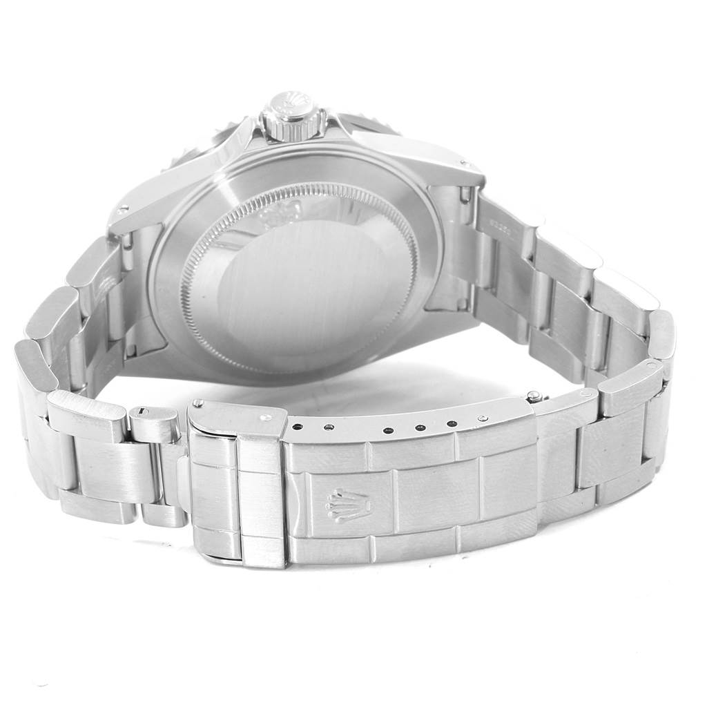 The image shows the back, clasp, and bracelet of the Rolex Submariner 16610 Men's Stainless Steel Black Dial 16610 Men's Stainless Steel Black Dial watch.