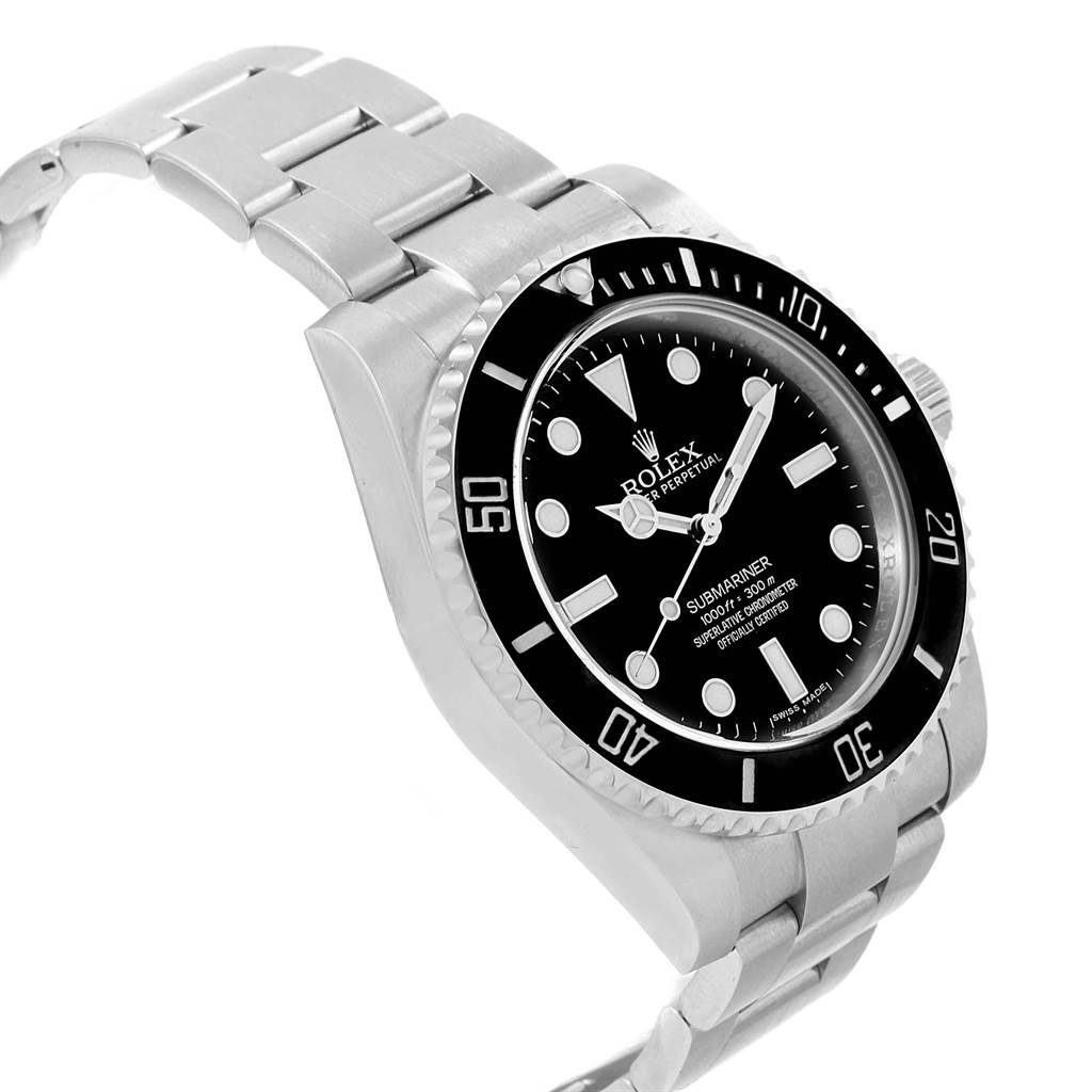 This image shows a Rolex Submariner 114060 Men's Stainless Steel Black Dial 114060 Men's Stainless Steel Black Dial watch at a three-quarter angle, displaying the watch face, bezel, and bracelet.