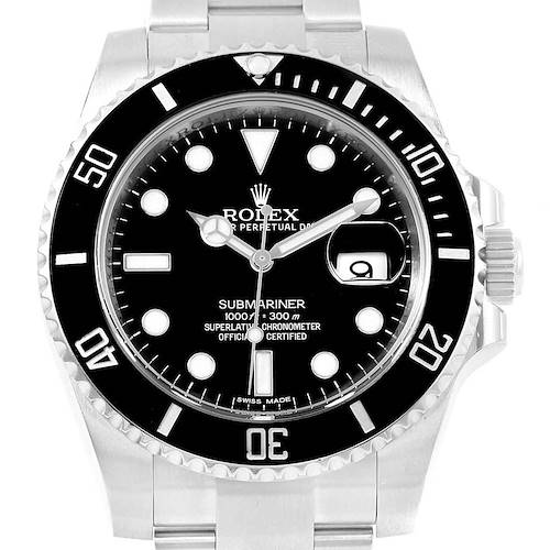 This image shows a frontal view of a Rolex Submariner 116610 Men's Stainless Steel Black Dial 116610 Men's Stainless Steel Black Dial watch, displaying the dial, bezel, crown, and bracelet.