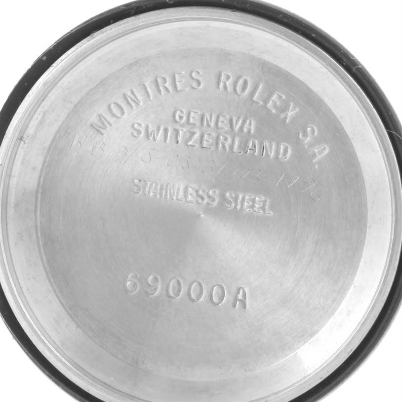 This image shows the backside of the Rolex Datejust 69173 Women's Stainless Steel Blue Dial 69173 Women's Stainless Steel Blue Dial model, specifically the stainless steel case back.