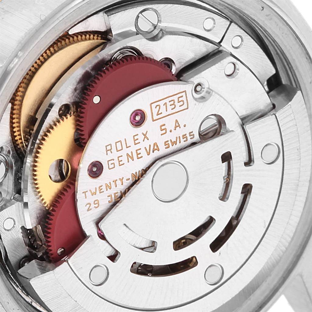 This image shows the internal movement mechanism of a Rolex Datejust 69173 Women's Stainless Steel Beige Dial 69173 Women's Stainless Steel Beige Dial watch model at a close-up angle.