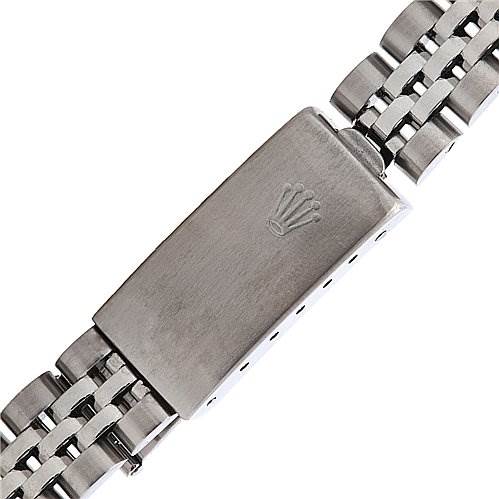 This image shows the clasp and part of the bracelet of a Rolex Datejust 79174 Women's Stainless Steel White Dial 79174 Women's Stainless Steel White Dial watch.