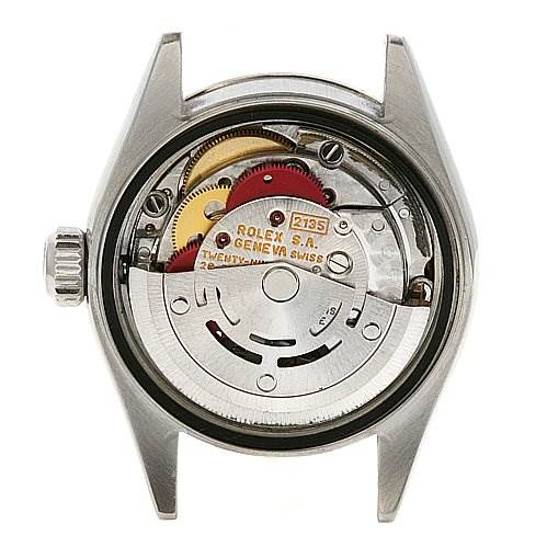 The image shows the inner mechanical components and movement of a Rolex Datejust 69174 Women's Stainless Steel White Dial 69174 Women's Stainless Steel White Dial model, viewed from the back.