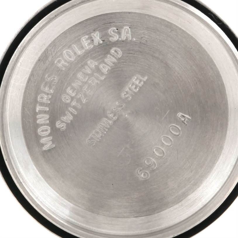 This is the back case of a Rolex Datejust 69173 Women's Stainless Steel Beige Dial 69173 Women's Stainless Steel Beige Dial watch showing its engraved details.