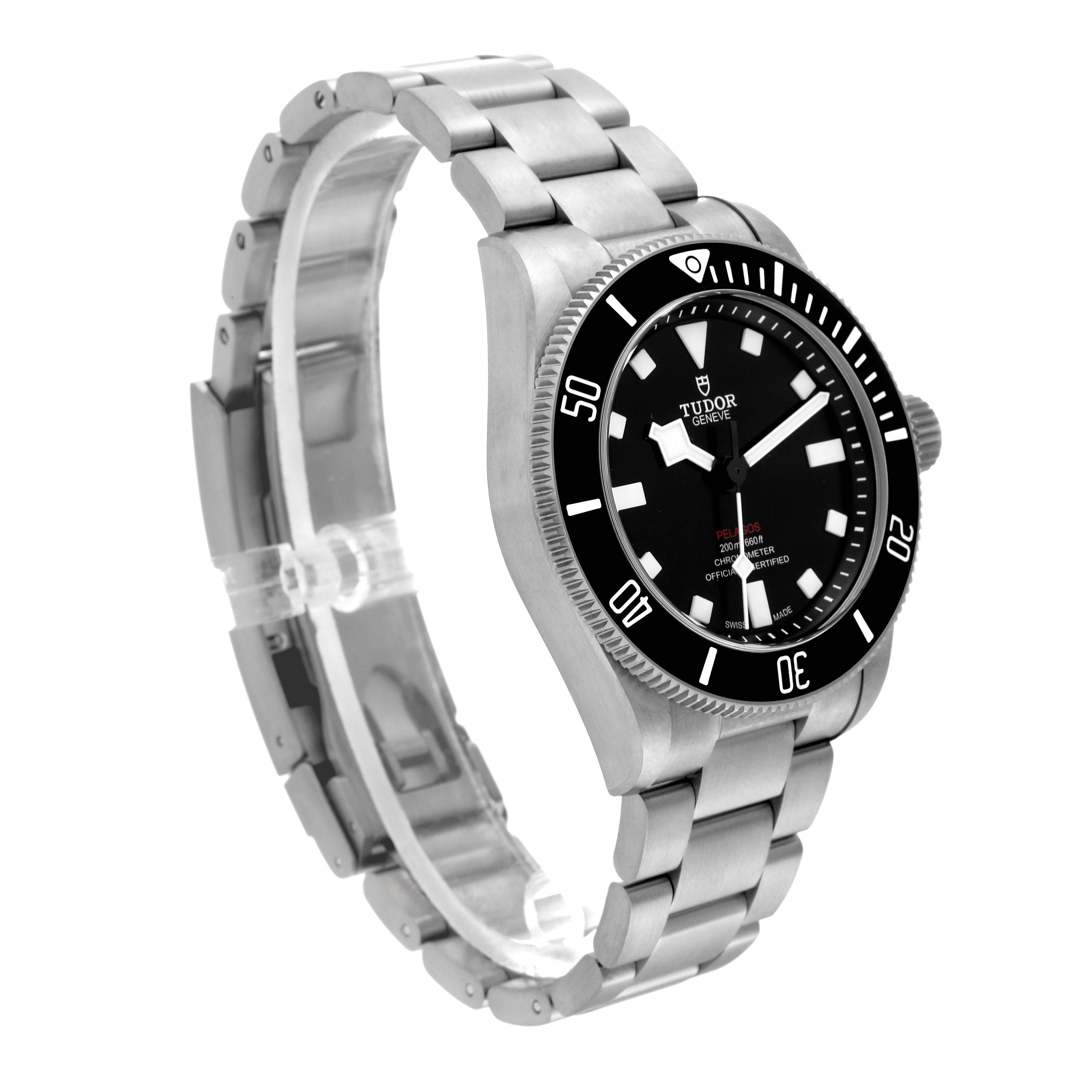The image shows a Tudor Pelagos 25407N Men's Titanium Black Dial 25407N Men's Titanium Black Dial watch at an angled view, clearly displaying the dial, bezel, and bracelet.