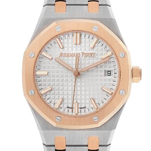 Photo of Audemars Piguet Royal Oak Steel Rose Gold Mens Watch 77350SR Box Card