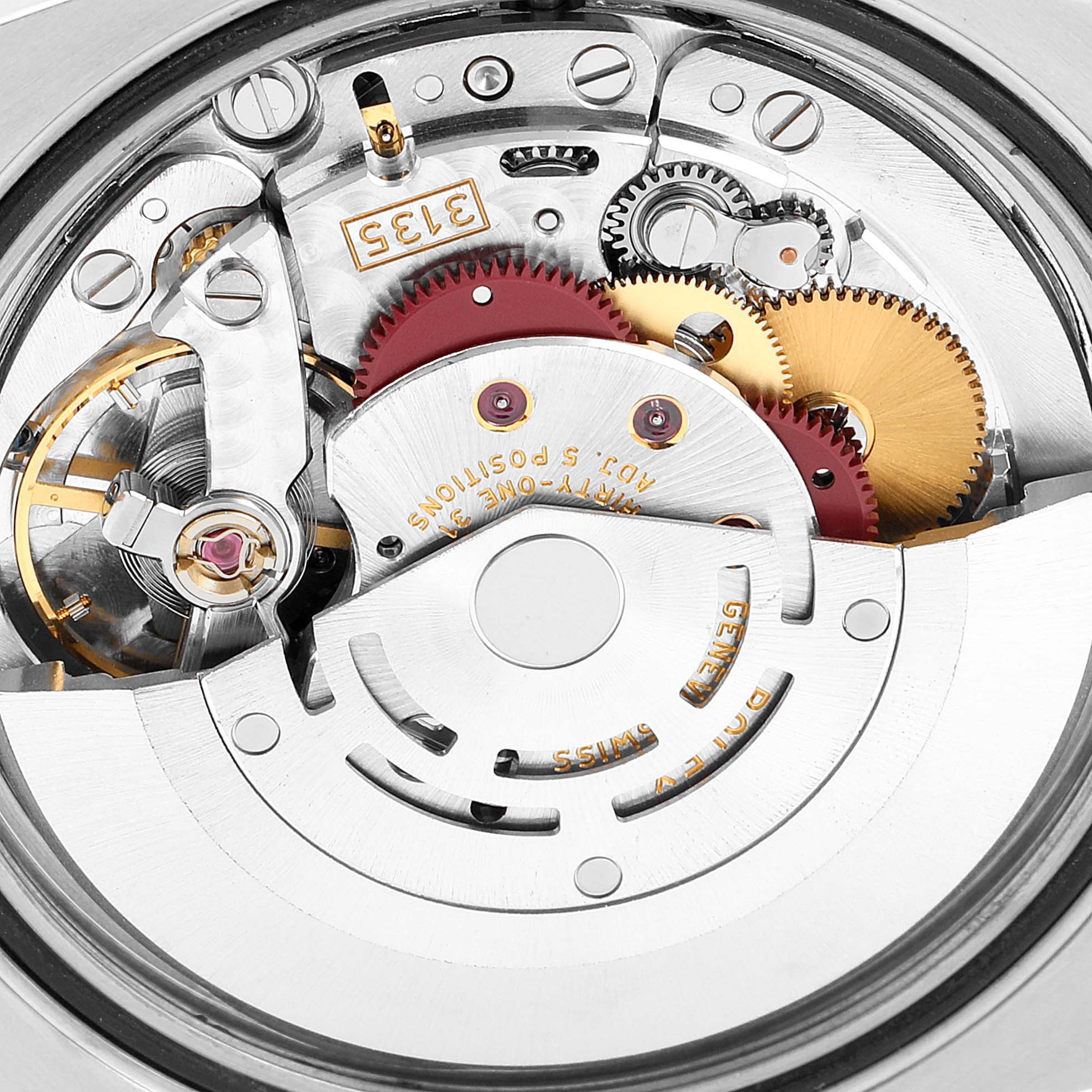 This image shows a close-up view of the movement and internal mechanisms of a Rolex Turn-o-Graph 116264 Men's Stainless Steel Black Dial 116264 Men's Stainless Steel Black Dial watch.