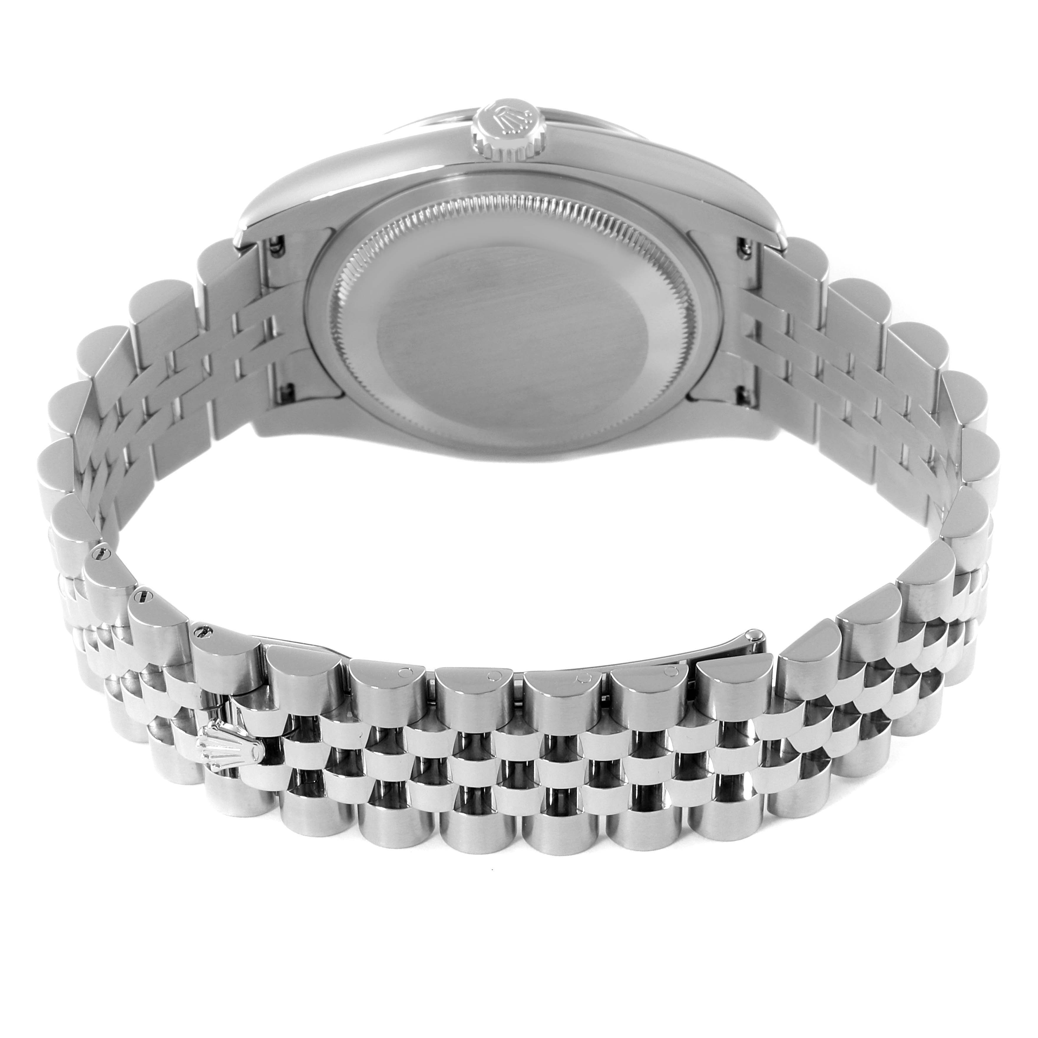 This image shows the back case and bracelet of a Rolex Turn-o-Graph 116264 Men's Stainless Steel Black Dial 116264 Men's Stainless Steel Black Dial watch from a rear angle.