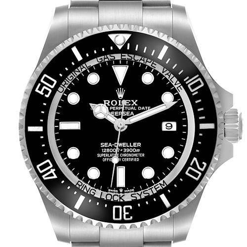 The image shows the Rolex Sea-Dweller 136660 Men's Stainless Steel Black Dial 136660 Men's Stainless Steel Black Dial watch from a front angle, highlighting the dial, bezel, and part of the bracelet.