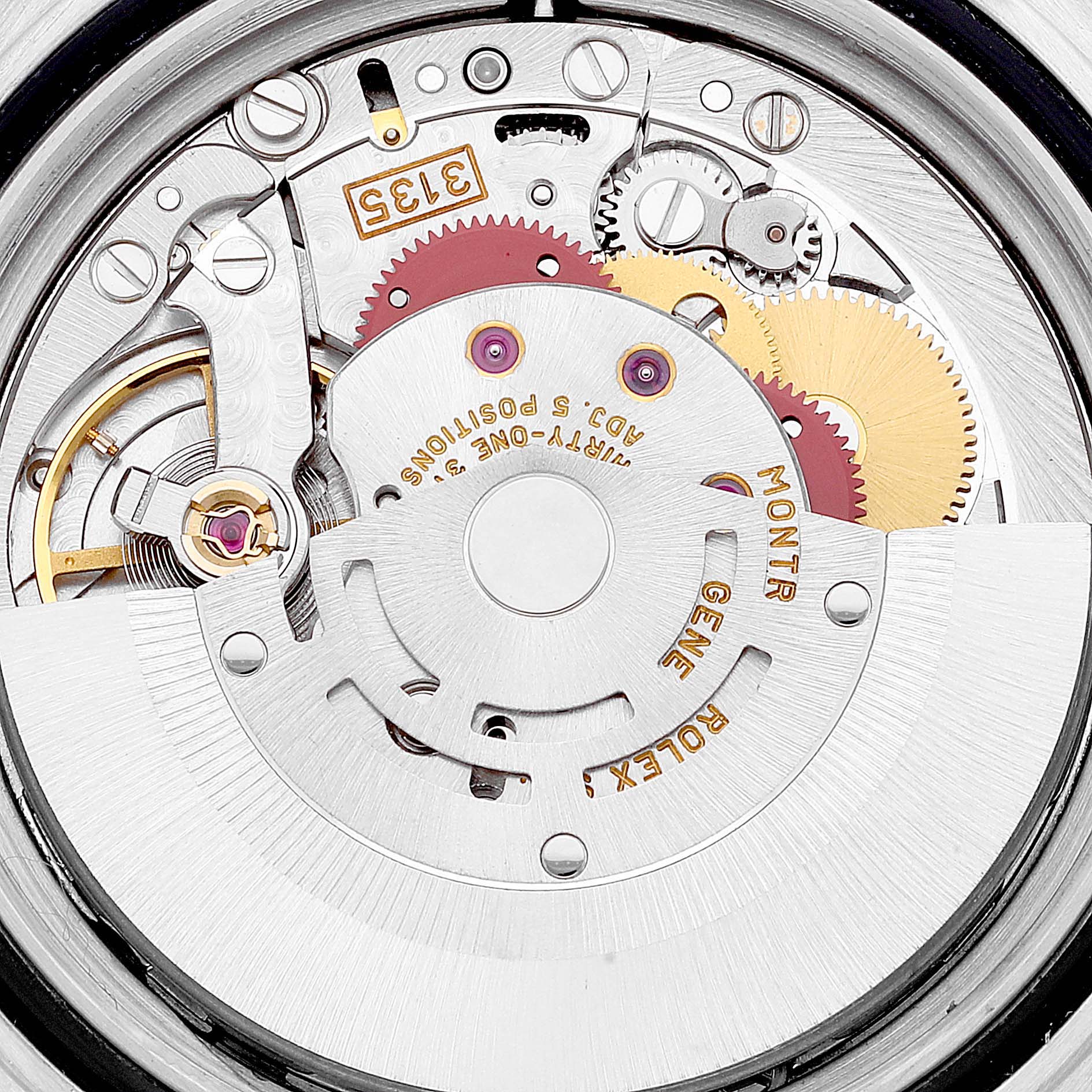 This close-up image shows the intricate mechanical movement inside the Rolex Sea-Dweller 16600 Men's Stainless Steel Black Dial 16600 Men's Stainless Steel Black Dial watch.