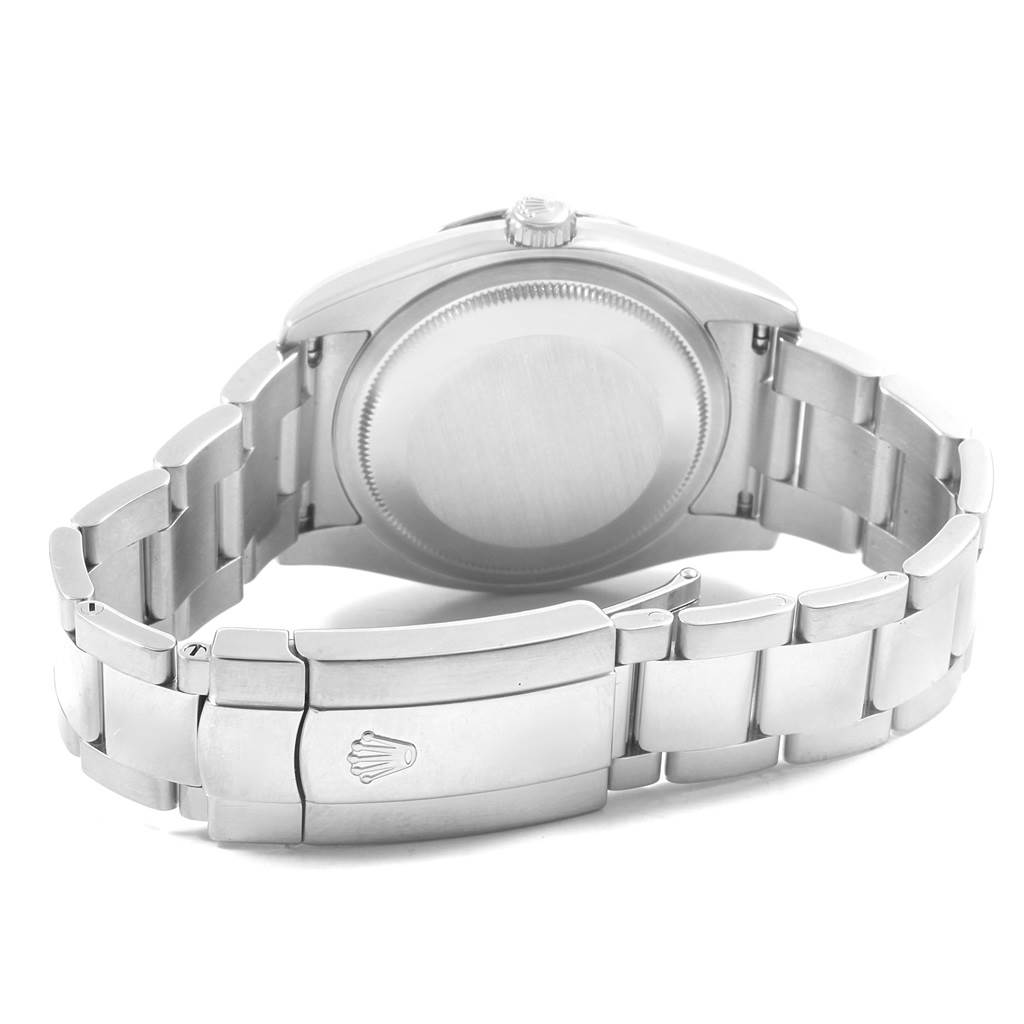 The image shows the back view of a Rolex Turn-o-Graph 116264 Men's Stainless Steel Black Dial 116264 Men's Stainless Steel Black Dial watch, focusing on the case back and the stainless steel bracelet with the clasp.