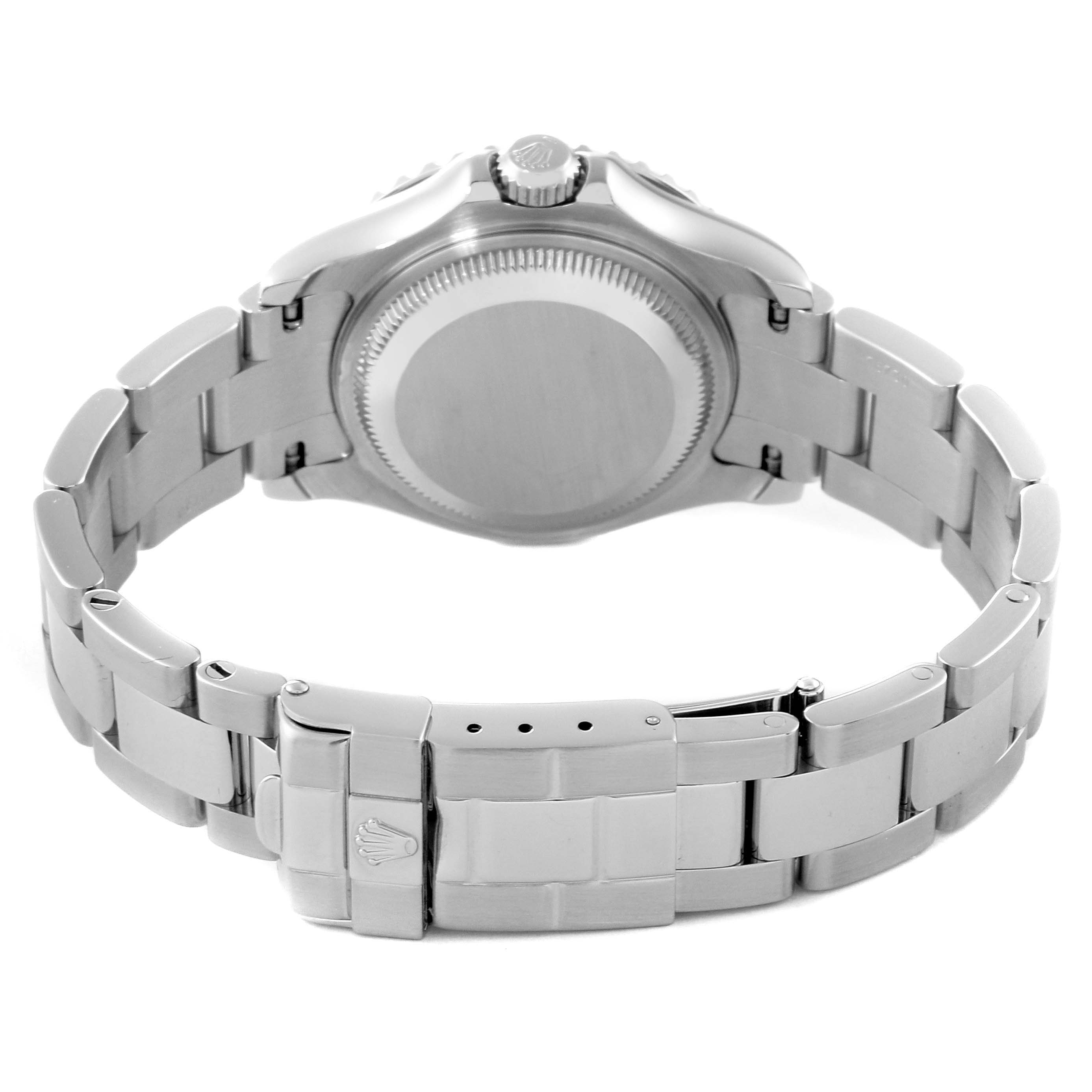 The image shows the back view of a Rolex Yacht-Master 169622 Women's Stainless Steel Silver Dial 169622 Women's Stainless Steel Silver Dial watch, highlighting the clasp and bracelet.