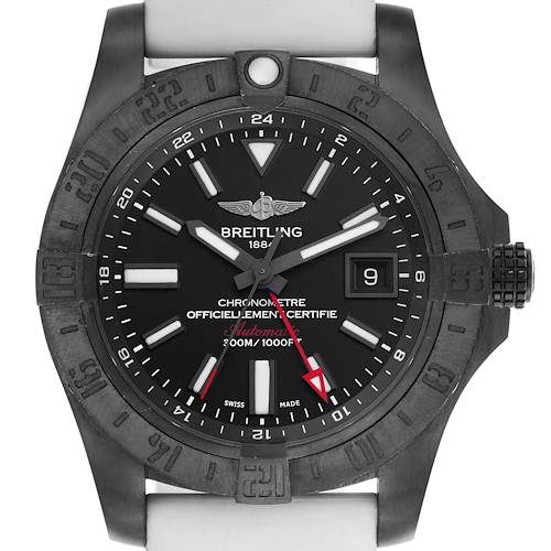 The Breitling Avenger M3239010/BF04 Men's Stainless Steel Black Dial M3239010/BF04 Men's Stainless Steel Black Dial watch is shown from a front angle, highlighting the dial, bezel, and crown with a visible date window.
