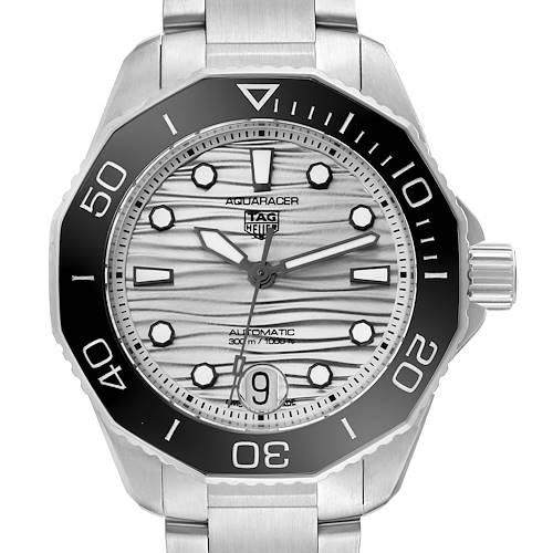 The image shows a front view of the Tag Heuer Aquaracer WBP231C.BA0626 Women's Stainless Steel Silver Dial WBP231C.BA0626 Women's Stainless Steel Silver Dial watch, displaying the dial, bezel, and part of the bracelet.