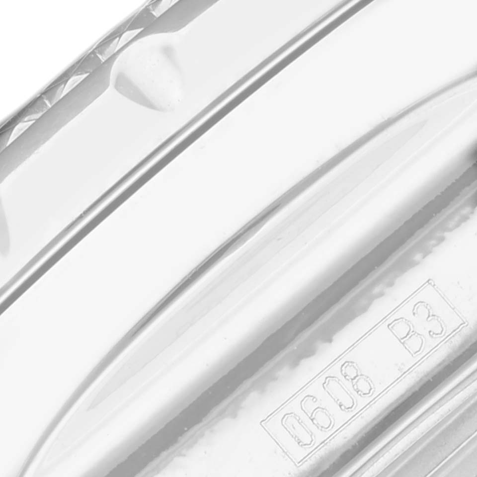 The image shows a close-up view of the side of the case for a Bentley model watch by Breitling, focusing on the engraved details.
