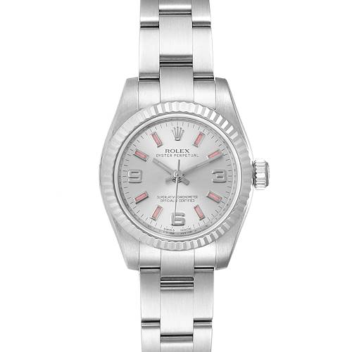 The image shows a front view of a Rolex Oyster Perpetual 176234 Women's Stainless Steel Silver Dial 176234 Women's Stainless Steel Silver Dial watch, displaying the dial and stainless steel bracelet.