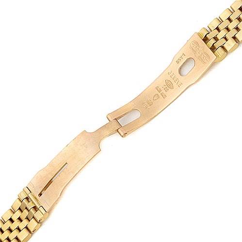 This image shows a close-up of the clasp and bracelet links of a Rolex President 69178 Women's Yellow Gold Champagne Dial 69178 Women's Yellow Gold Champagne Dial model watch, showcasing the inner clasp mechanism.